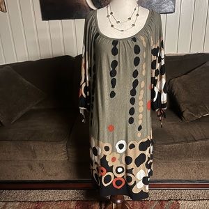 Anthropologie • Frank • Green • Large • Boho • Tunic • Dress • Polka Dots/Floral